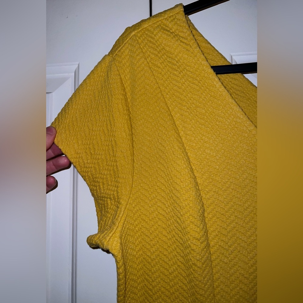Banana Republic mustard yellow jacquard knit fit and flare dress Size 14 - Picture 4 of 9